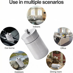 Stainless Steel Auto Ashtrays with Lid Car Ashtray Smell Proof Portable Smokeless Detachable Windproof Extinguished Butt Bucket Ash Tray for Car Cup Holder (Silver)