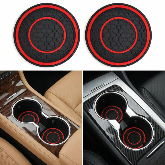 Car Cup Holder Coasters 2 Pack Universal Auto Anti Slip Cup Holder Insert Coaster Car Interior Accessories (Red)