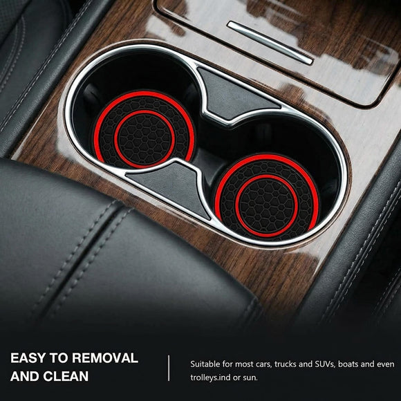 Car Cup Holder Coasters 2 Pack Universal Auto Anti Slip Cup Holder Insert Coaster Car Interior Accessories (Red)