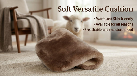 Genuine Sheepskin Car Seat Cushion Seat Covers for Cars Trucks SUV Comfort Seat Protector Pad for Car Driver Seat Car Accessories for Women Office Chair Car Decor (Pearl Front Seat Cushion-1 Pc)