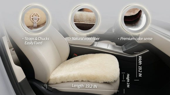 Genuine Sheepskin Car Seat Cushion Seat Covers for Cars Trucks SUV Comfort Seat Protector Pad for Car Driver Seat Car Accessories for Women Office Chair Car Decor (Pearl Front Seat Cushion-1 Pc)