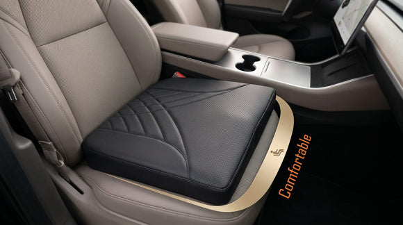 Premium Car Seat Cushion Memory Foam Driver Seat Cushion to Improve Driving View- Coccyx & Lower Back Pain Relief - Seat Cushion for Car Truck Office Chair (Black)