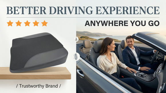 Car Seat Cushion Car Seat Cushions for Driving with Comfort Memory Foam - Sciatica & Back Pain Relief Suitable for Car Truck Office Chair (Black)