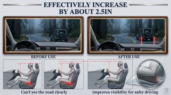 Car Seat Cushion Car Seat Cushions for Driving with Comfort Memory Foam - Sciatica & Back Pain Relief Suitable for Car Truck Office Chair (Black)