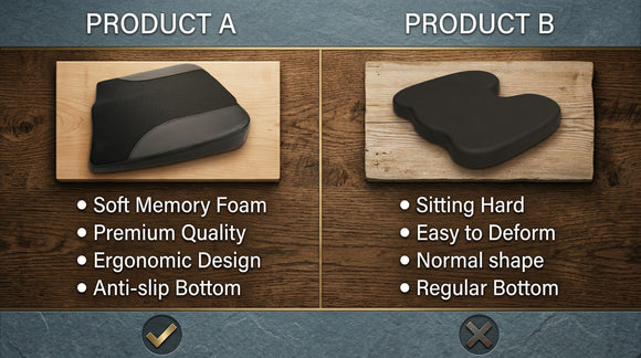 Car Seat Cushion Car Seat Cushions for Driving with Comfort Memory Foam - Sciatica & Back Pain Relief Suitable for Car Truck Office Chair (Black)