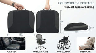 Car Seat Cushion Car Seat Cushions for Driving with Comfort Memory Foam - Sciatica & Back Pain Relief Suitable for Car Truck Office Chair (Black)