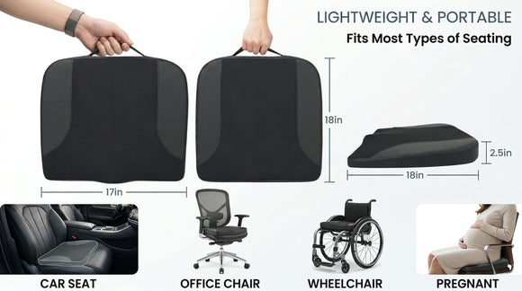 Car Seat Cushion Car Seat Cushions for Driving with Comfort Memory Foam - Sciatica & Back Pain Relief Suitable for Car Truck Office Chair (Black)