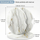 Car Coaster for Cup Holders 2 Pack Absorbent Ceramic Car Cup Holder Coaster for Drinks Cute Auto Assecories for Women Universal Size 2.56 in with Finger Notch & Cork Base White Marble-7