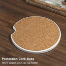 Car Coaster for Cup Holders 2 Pack Absorbent Ceramic Car Cup Holder Coaster for Drinks Cute Auto Assecories for Women Universal Size 2.56 in with Finger Notch & Cork Base White Marble-6