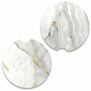 Car Coaster for Cup Holders 2 Pack Absorbent Ceramic Car Cup Holder Coaster for Drinks Cute Auto Assecories for Women Universal Size 2.56 in with Finger Notch & Cork Base White Marble-1