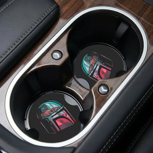 Car Cupholder Coaster Absorbent 2 Pack Cute Funny Fun Cool Anime Cartoon Character Design Rubber New Automotive Cup Holder Decal Decor Accessories for Women Men Present DZ140