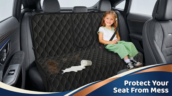 Dog Car Seat Cover for Back Seat - Waterproof Bench Seat Cover Fits Middle Armrest for Cars SUVs & Small Trucks Nonslip Backseat Dog Covers Rear Seat Protector for Pets and Child