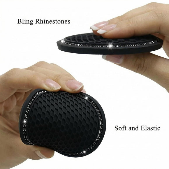 Car Cup Holder Coaster 2 Pack Universal Bling Vehicle Insert (2.75 Diameter) Crystal Rhinestone Car Interior Accessories (Black with Black Diamond).