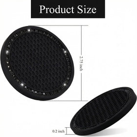 Car Cup Holder Coaster 2 Pack Universal Bling Vehicle Insert (2.75 Diameter) Crystal Rhinestone Car Interior Accessories (Black with Black Diamond). - 0