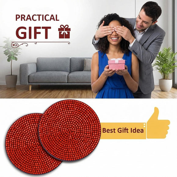 Bling Cup Holder Insert Coaster- 2.75 inch Silicone Anti-Slip Shockproof Universal Fashion Car Interior Accessories for Women (Red 2 PCS)