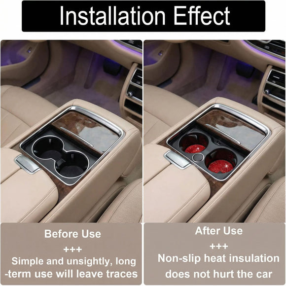 Bling Cup Holder Insert Coaster- 2.75 inch Silicone Anti-Slip Shockproof Universal Fashion Car Interior Accessories for Women (Red 2 PCS)