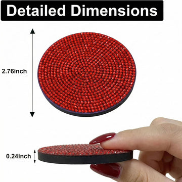 Bling Cup Holder Insert Coaster- 2.75 inch Silicone Anti-Slip Shockproof Universal Fashion Car Interior Accessories for Women (Red 2 PCS) - 0