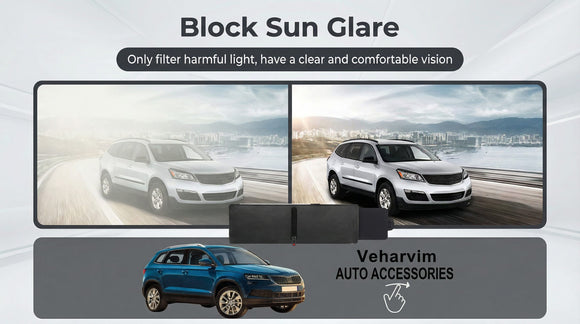 Polarized Sun Visor for Car with Zipper Slider Upgraded UV400 Car Sun Visor Extension with PC Lens and Side Sunshade Anti-Glare Visor for Safe Driving UV-Filtering/Protection