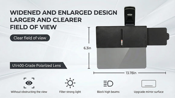 Polarized Sun Visor for Car with Zipper Slider Upgraded UV400 Car Sun Visor Extension with PC Lens and Side Sunshade Anti-Glare Visor for Safe Driving UV-Filtering/Protection