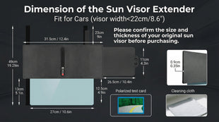 Polarized Sun Visor for Car with Zipper Slider Upgraded UV400 Car Sun Visor Extension with PC Lens and Side Sunshade Anti-Glare Visor for Safe Driving UV-Filtering/Protection