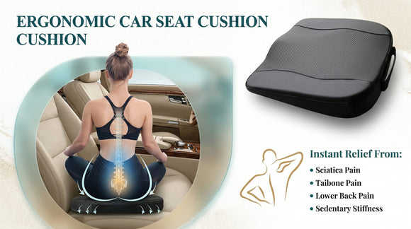 Premium Car Seat Cushion Memory Foam Driver Seat Cushion to Improve Driving View- Coccyx & Lower Back Pain Relief - Seat Cushion for Car Truck Office Chair (Classic Black)