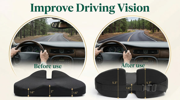 2024 Upgrades Car Coccyx Seat Cushion Pad for Sciatica Tailbone Pain Relief Heightening Wedge Booster Seat Cushion for Short People Driving Truck Driver for Truck Accessories Office Chair