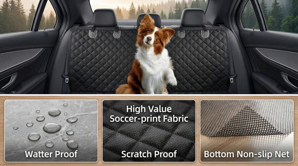 Dog Car Seat Covers for Back Seat Waterproof Bench Seat Cover Protector Nonslip Durable Soft Pet Dog Back Seat Cover for Car Truck & SUV (Black)