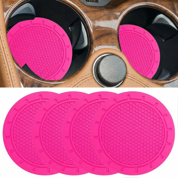 Car Cup Holder Coaster 4 Pack 2.75 Inch Diameter PVC Non-Slip Universal Insert Coaster Durable Suitable for Most Car Interior Car Accessory for Women Men Rose