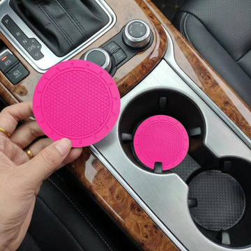 Car Cup Holder Coaster 4 Pack 2.75 Inch Diameter PVC Non-Slip Universal Insert Coaster Durable Suitable for Most Car Interior Car Accessory for Women Men Rose
