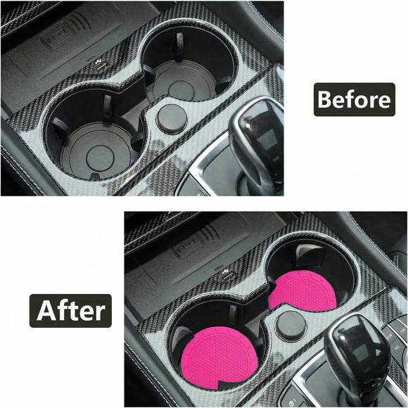 Car Cup Holder Coaster 4 Pack 2.75 Inch Diameter PVC Non-Slip Universal Insert Coaster Durable Suitable for Most Car Interior Car Accessory for Women Men Rose
