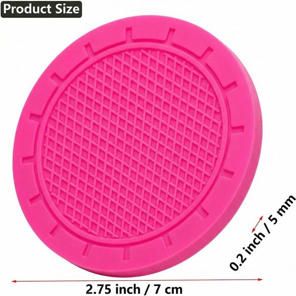 Car Cup Holder Coaster 4 Pack 2.75 Inch Diameter PVC Non-Slip Universal Insert Coaster Durable Suitable for Most Car Interior Car Accessory for Women Men Rose
