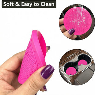 Car Cup Holder Coaster 4 Pack 2.75 Inch Diameter PVC Non-Slip Universal Insert Coaster Durable Suitable for Most Car Interior Car Accessory for Women Men Rose