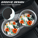 Car Cup Holder Coasters 2 Pack Universal Auto Anti Slip Insert Coaster with A Finger Notch Cute Car Assecories for Women Men Cup Mat for Most Interior White Flower-7