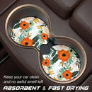 Car Cup Holder Coasters 2 Pack Universal Auto Anti Slip Insert Coaster with A Finger Notch Cute Car Assecories for Women Men Cup Mat for Most Interior White Flower-6