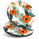 Car Cup Holder Coasters 2 Pack Universal Auto Anti Slip Insert Coaster with A Finger Notch Cute Car Assecories for Women Men Cup Mat for Most Interior White Flower-1