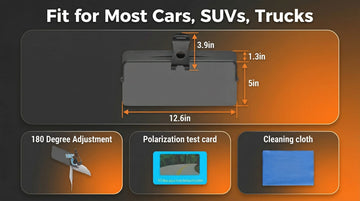 Sun Visor for Car Universal Anti-Glare Polarized Sun Visor Extender Easy to Install UV400 Visor Extension Protect from Glare/UV Ray/Stray Light Safe Driving for Car - 0