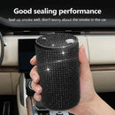 Car Ashtray with Lid Smell Proof Aluminum Crystal Diamond Cigarette Smokeless Automotive Ashtray Cup Holder Detachable Easy Clean Ash Tray for Car Women Home Office Black-5