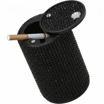 Car Ashtray with Lid Smell Proof Aluminum Crystal Diamond Cigarette Smokeless Automotive Ashtray Cup Holder Detachable Easy Clean Ash Tray for Car Women Home Office Black - 0
