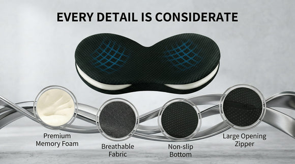 Car Seat Cushion - Memory Foam Car Seat Pad - Sciatica & Lower Back Pain Relief - Car Seat Cushions for Driving - Road Trip Essentials for Drivers(Black)