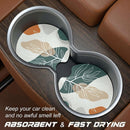 Car Cup Holder Coasters 2 Pack Universal Auto Anti Slip Insert Coaster with A Finger Notch Cute Car Assecories for Women Men Cup Mat for Most Interior Abstract Boho Leaves-7