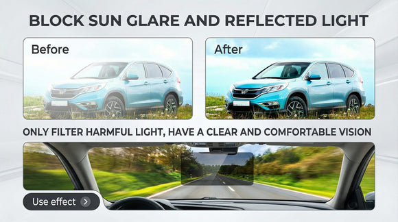 2 Pack Polarized Sun Visor Extender/ Extension with PC Lens and Side Sunshade Anti-Glare UV-Filtering for Car with Zipper Slider (Driver + Passenger Side) Upgraded UV400