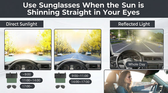 2 Pack Polarized Sun Visor Extender/ Extension with PC Lens and Side Sunshade Anti-Glare UV-Filtering for Car with Zipper Slider (Driver + Passenger Side) Upgraded UV400