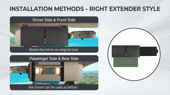 2 Pack Polarized Sun Visor Extender/ Extension with PC Lens and Side Sunshade Anti-Glare UV-Filtering for Car with Zipper Slider (Driver + Passenger Side) Upgraded UV400