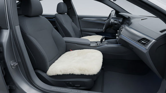 Genuine Sheepskin Auto Seat Pad Australian Soft Wool Seat Cover Breathable and Sweat-Wicking Comfort Warm Universal Fit 19.2 inch x19.2 inch (Front seat Cushion 1pc Ivory White)