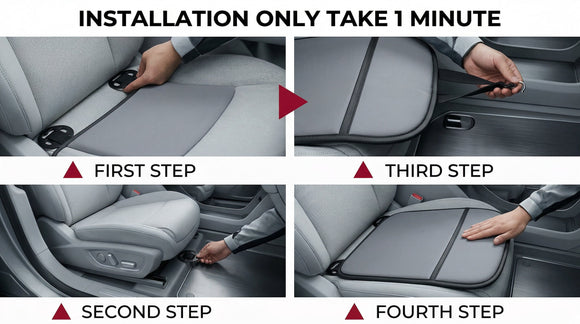Premium Car Seat Cushion Driver Cushion with Comfort Memory Foam & Non-Slip Rubber Bottom Car Seat Pad Works with 95% of Vehicles and Office Chair or Home (Grey)