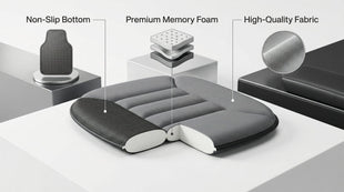 Premium Car Seat Cushion Driver Cushion with Comfort Memory Foam & Non-Slip Rubber Bottom Car Seat Pad Works with 95% of Vehicles and Office Chair or Home (Grey)