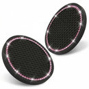 2PCS Bling Car Cup Coaster Universal Holder Insert Rhinestone Anti Slip Silicone Accessories Suitable for Most Interior Best Gift Women Black and Pink-3