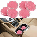 4PCS Bling Coaster 2.75 Inch Auto Car Cup Holder Insert Coasters Silicone Anti-Slip Crystal Rhinestone Drink Mat Universal Vehicle Interior Accessories for Women Girls (Pink)-7