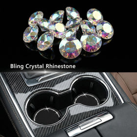 4PCS 2.75 Inch Bling Auto Car Cup Holder Insert Coasters Silicone Anti-Slip Crystal Rhinestone Drink Car Cup Mat Universal Vehicle Interior Accessories for Women Girls (Black) - 0