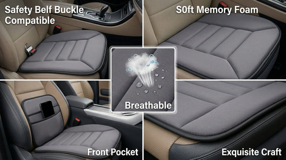 Car Seat Cushion Pad Memory Foam Seat Cushion Pain Relief Memory Foam Cushion Comfort Seat Protector for Car Office Home Use Gray